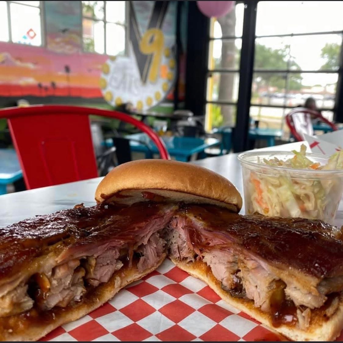 A past weekend special: a BBQ sandwich with coleslaw